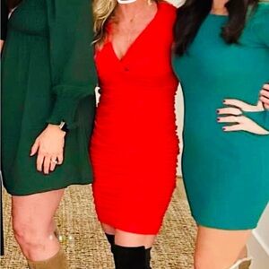 Venus size small ruched red dress.